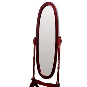 English Elm 59.25" Tall Standing Wooden Floor Mirror with Elegant Oval Cheval Frame, Adjustable Tilt and Classic Finish Cherry B072115936