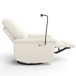 English Elm 270° Swivel Power Recliner Velvet Glider Rocker with Usb Ports for Living Room Beige W1028S00058