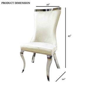 English Elm White Modern Upholstered Side Chair with Gold Legs, Tiger Print Accent, Comfortable Dining Seating White 26 L x 24 W x 18 H B2741S00730