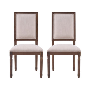 English Elm [set of 2] Cane Back Dining Chairs Rubberwood Fluted Legs French Provincial Style N767P263677B