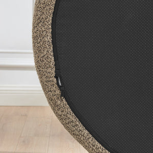 English Elm Modern Oval Boucle Lounge Chair Sculptural Integrated Armrest for Bedroom Living Room Brown W487P456128