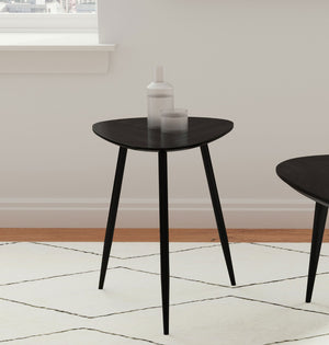 English Elm Triangular Solid Wood End Table - Contemporary Black Mango Design For Modern Living Spaces B016P373006-GIGA