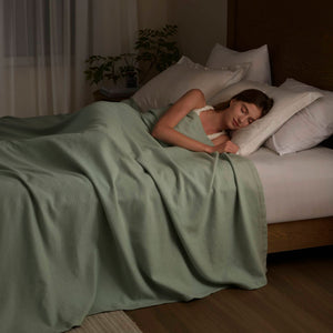 JLA Home Madison Park - Blanket — Luxurious Liquid Cotton Throw, Ultra-Soft, OEKO‑TEX Certified, Breathable, Low-Pill Comfort Seafoam BL51N-0737