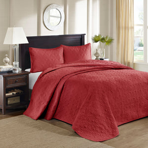 English Elm Reversible Madison Park Quebec King Bedspread Set with Quilted Texture, Oversized Drape and Antimicrobial Freshness Protection Red 17.72 L x 15.35 W x 7.87 H B03597457