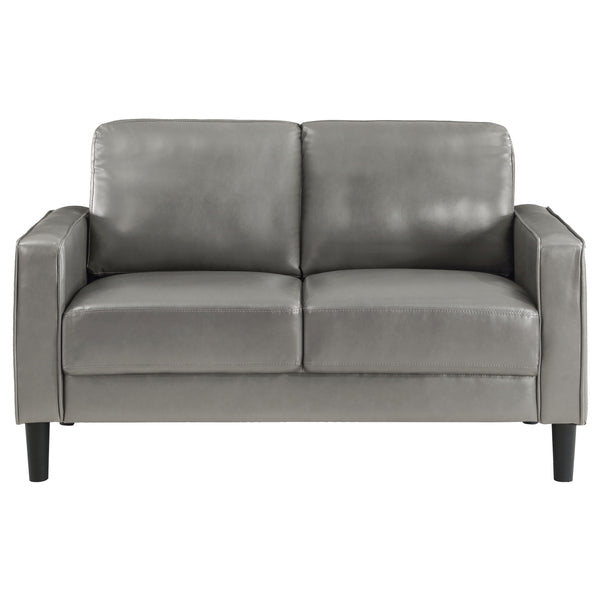 English Elm Farallone Faux Leather Upholstered Track Arm Loveseat with Tapered Legs, Sleek Contemporary Design and Comfort Grey B062P299957