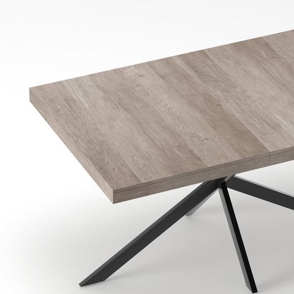 English Elm 55.11"-70.86"retro Extendable Dining Table with Storage Mdf Industrial Iron Base Gray W757P437309