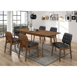 English Elm Carson Mid-Century Natural Walnut Extension Dining Table with Warm Grain, Sleek Lines & Expandable Surface B062P328696