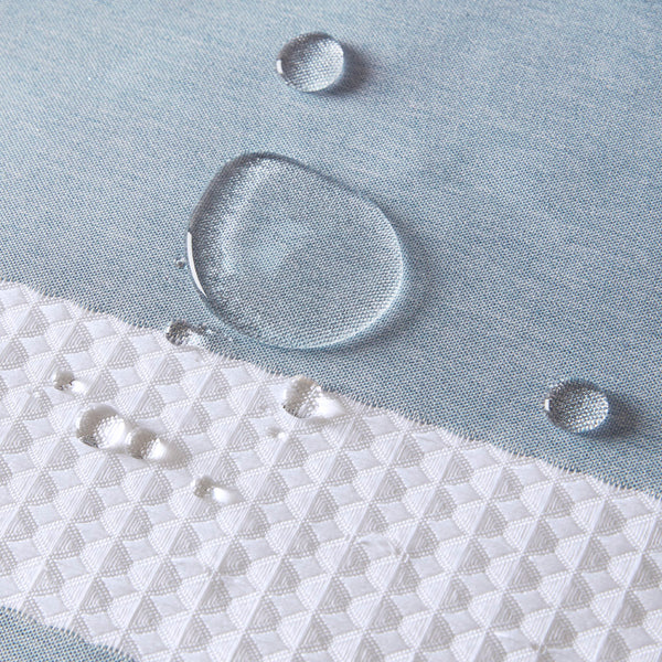 JLA Home Madison Park - Shower textured waffle curtain with modern stripe and 3M Scotchgard water-repellent finish for spa feel Blue MP70-8551