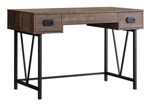 English Elm Computer 48" Desk with Reversible Left/Right Layout, File Drawer & Closed Storage, Metal Legs, Modern Brown 56 L x 27 W x 6 H B2710P219750