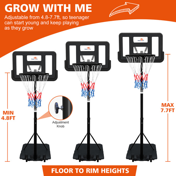 English Elm Double Fish Adjustable Basketball Hoop Portable Steel Frame Outdoor Backyard System W3087P251064