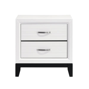 English Elm Modern Davi White Wood Grain Nightstand with 2 Drawers, Nickel Pulls & Black Base Rail, 23.5"x16.5"x25" B011P235882