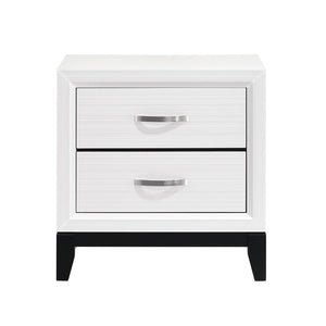 English Elm Modern Contemporary White Finish Storage Nightstand Of 2X Drawers 1 Piece Wooden Bedroom Furniture