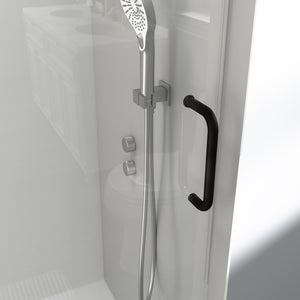 English Elm 56" Frameless Single Sliding Shower Door Tempered Glass Walk-in Bath Enclosure Matte Black W1573P342101