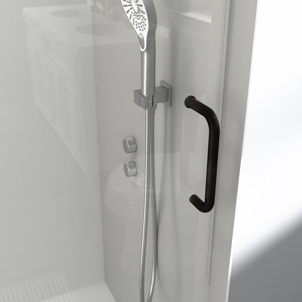 English Elm 56" Frameless Single Sliding Shower Door Tempered Glass Walk-in Bath Enclosure Matte Black W1573P342101