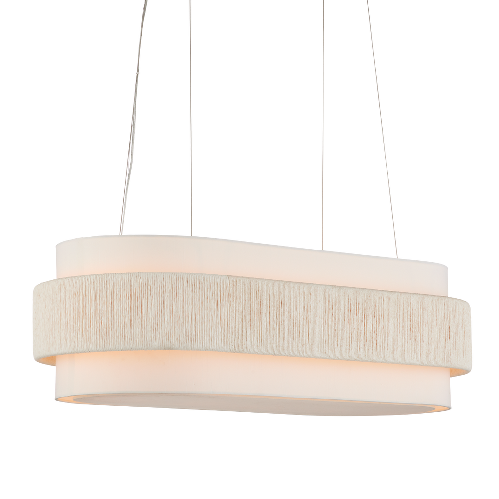 Monreale Oval Chandelier - Eco-Friendly Modern Design with White Shantung Shade & Adjustable Height