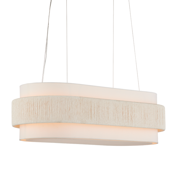 Monreale Oval Chandelier - Eco-Friendly Modern Design with White Shantung Shade & Adjustable Height