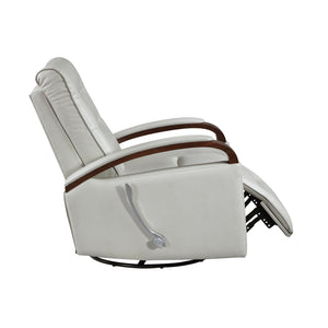 English Elm 1pc Swivel Gliding Recliner Faux Leather Upholstered with Solid Rubberwood Arms, Supportive Comfort and Smooth Motion Smoke 34 L x 33 W x 27 H B011P329245