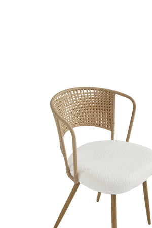 English Elm Wicker Rattan Wingback Dining Chairs Set of Two with Velvet Cushion and Metal Legs W3590P453802