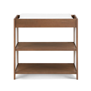 English Elm Pixie Mid-century Nursery Changing Table with Spindle Sides and Open Storage Shelves Walnut B022P204853