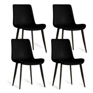 English Elm Modern PU Leather Dining Chairs with Carbon Steel Legs, Water-Resistant, 330lb Capacity, Set of 4 Black W2699P388294
