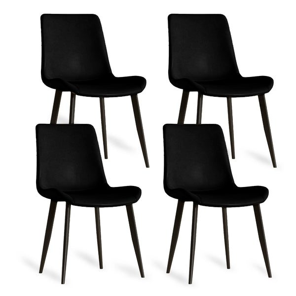 English Elm Modern PU Leather Dining Chairs with Carbon Steel Legs, Water-Resistant, 330lb Capacity, Set of 4 Black W2699P388294