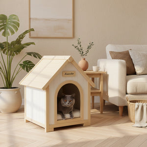 English Elm Modern Solid Cedar A-frame Pet House with Eva Cushion for Small Dogs and Cats W3799P381058