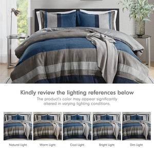 JLA Home Comfort Spaces - Pieced Faux Suede Comforter set with pieced stripe texture, plush year‑round warmth and easy care 90 L x 66 W x 1.5H AM10-0025