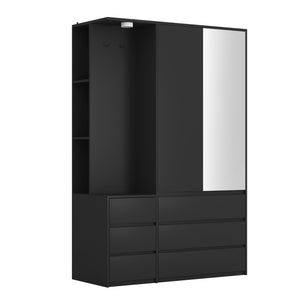 English Elm 8 Drawer Tall Chest Slim Particleboard Build Smooth Gliding Storage for Bedroom Closet Black W409S00007