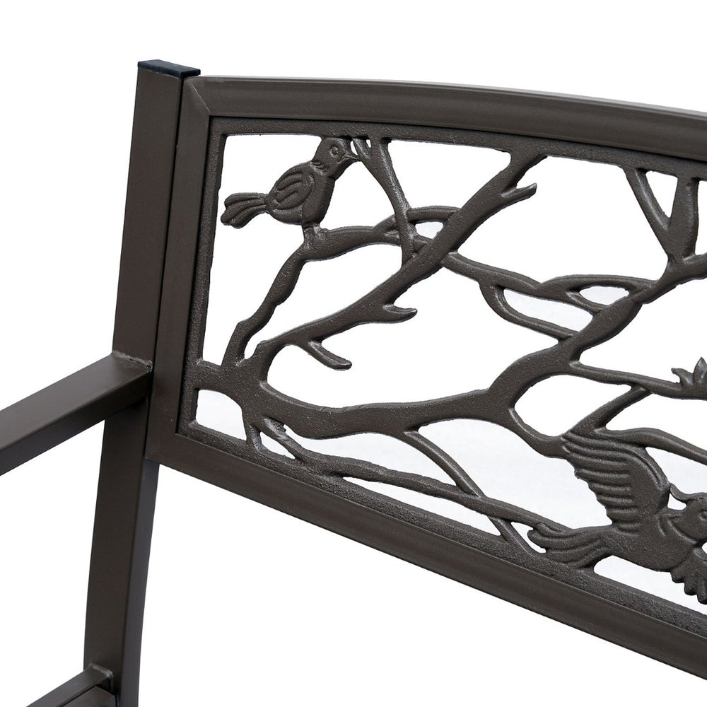 English Elm Outsunny 50" Cast Steel Garden Bench With Elegant Animal Pattern, Durable Outdoor Patio Seating W2225P174075-GIGA