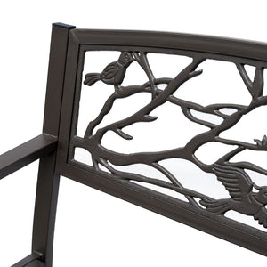 English Elm Outsunny 50" Cast Steel Garden Bench With Elegant Animal Pattern, Durable Outdoor Patio Seating W2225P174075-GIGA