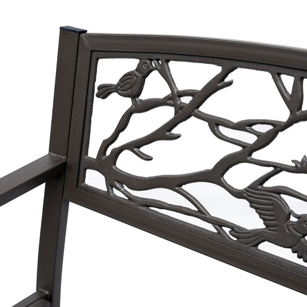 English Elm Outsunny 50" Cast Steel Garden Bench With Elegant Animal Pattern, Durable Outdoor Patio Seating W2225P174075-GIGA