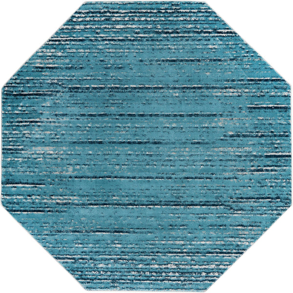 Unique Loom Oasis Calm Machine Made Abstract Rug Blue, Navy Blue/Ivory 7' 1" x 7' 1"