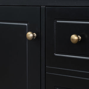 English Elm Christopher Knight Home® - 30" Freestanding Bathroom Vanity with Ceramic Sink, Soft-Close Door, Gold Knobs & 3 Drawers, Durable Painted Finish Black N759P225994B