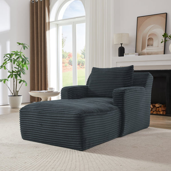 English Elm Indoor Corduroy Chaise Sofa with Pocket Spring Fill for Apartments and Home Offices W2339P477807