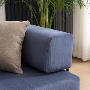 English Elm Folding Sofa Bed with Corduroy Cover, 78.5" Convertible Futon Couch, No-Assembly Foam Spring Mattress, Compact Sleeper for Living Room Blue W2915P276732