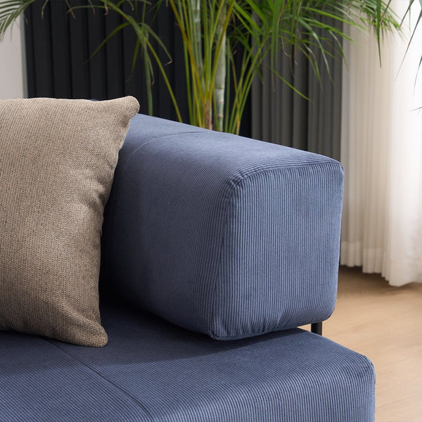 English Elm Folding Sofa Bed with Corduroy Cover, 78.5" Convertible Futon Couch, No-Assembly Foam Spring Mattress, Compact Sleeper for Living Room Blue W2915P276732