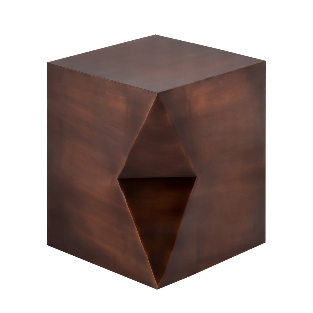 Pasargad Home Unique Geometric Iron Side Table With Vintage Copper Finish For Modern Decor Copper Iron Prr-012cop
