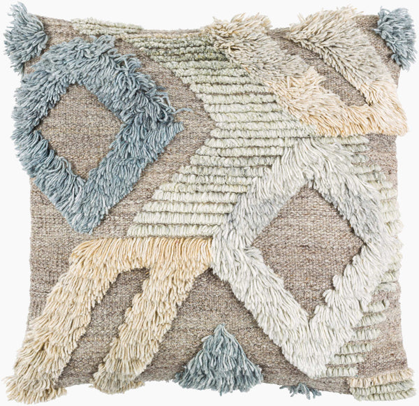 Surya Baracoa 22"L X 22"W Modern Minimalist Accent Pillow - Stylish, Easy-care Decorative Cushion Gray Rayon,Wool,Cotton,Cotton Baa001-2222p