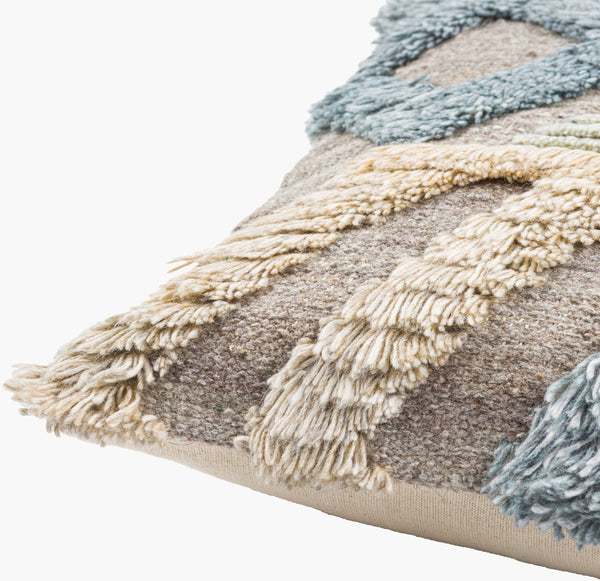 Surya Baracoa 22"L X 22"W Modern Minimalist Accent Pillow - Stylish, Easy-care Decorative Cushion Gray Rayon,Wool,Cotton,Cotton Baa001-2222p