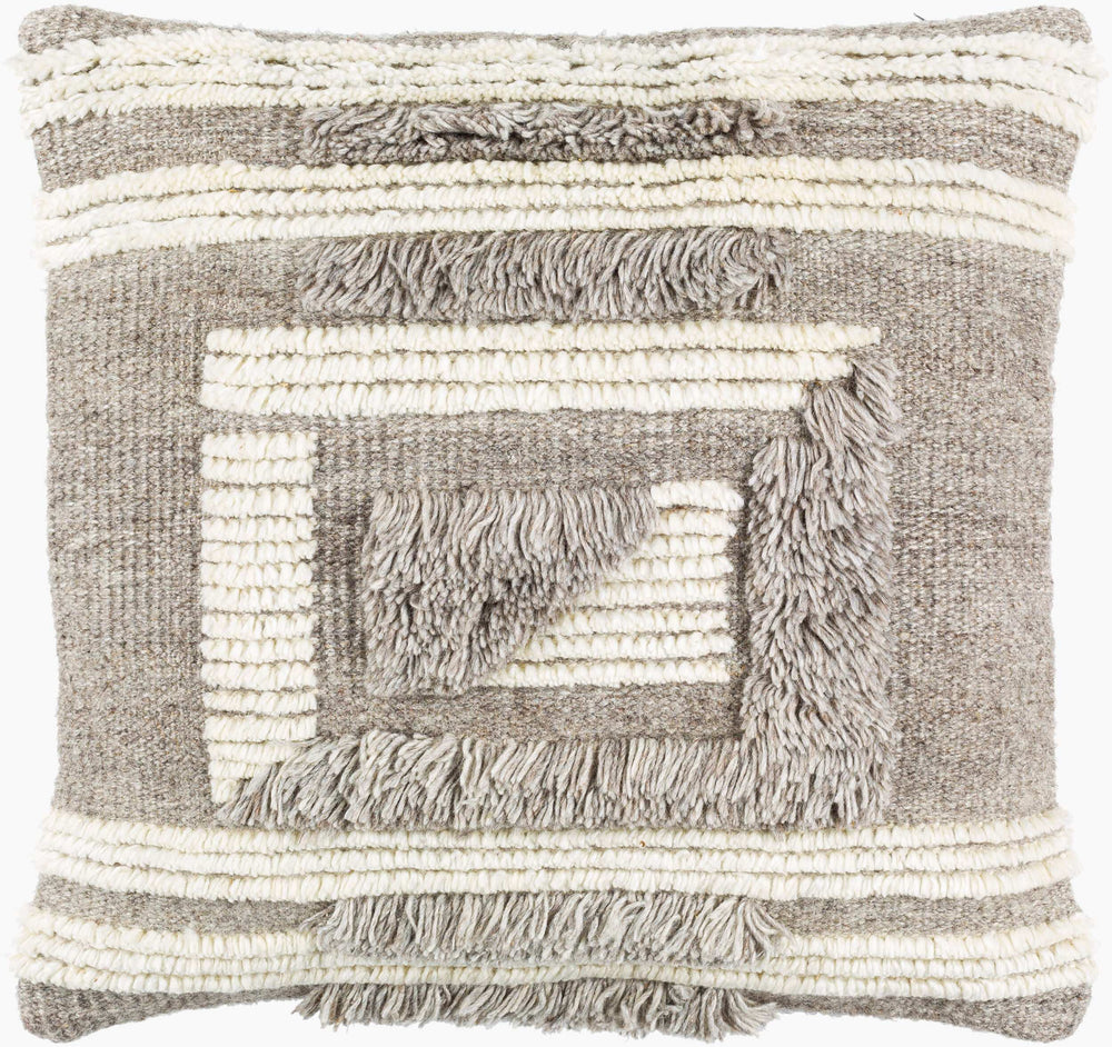 Surya Baracoa 22"L X 22"W Modern Minimalist Accent Pillow - Stylish, Easy-care Decorative Cushion Gray Rayon,Wool,Cotton,Cotton Baa002-2222d