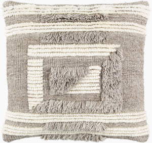 Surya Baracoa 22"L X 22"W Modern Minimalist Accent Pillow - Stylish, Easy-care Decorative Cushion Gray Rayon,Wool,Cotton,Cotton Baa002-2222d