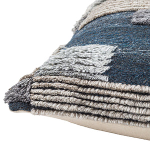 Surya Baracoa 22"L X 22"W Modern Minimalist Accent Pillow - Stylish, Easy-care Decorative Cushion Dark Blue Rayon,Wool,Cotton,Cotton Baa003-2222