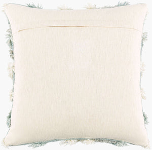 Surya Baracoa 22"L X 22"W Modern Minimalist Accent Pillow - Stylish, Easy-care Decorative Cushion Ice Blue Rayon,Wool,Cotton,Cotton Baa004-2020