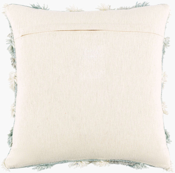 Surya Baracoa 22"L X 22"W Modern Minimalist Accent Pillow - Stylish, Easy-care Decorative Cushion Ice Blue Rayon,Wool,Cotton,Cotton Baa004-2020