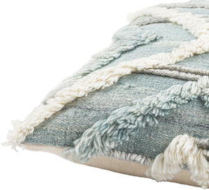 Surya Baracoa 22"L X 22"W Modern Minimalist Accent Pillow - Stylish, Easy-care Decorative Cushion Ice Blue Rayon,Wool,Cotton,Cotton Baa004-2020