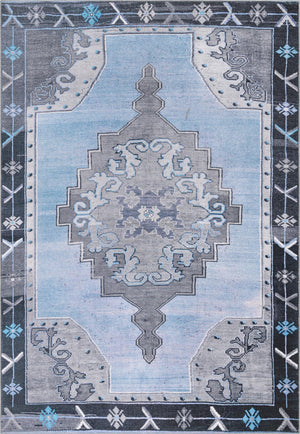 Unique Loom Timeless Thomas Machine Made Medallion Rug Blue Gray, Navy Blue 8' 4" x 12' 2"