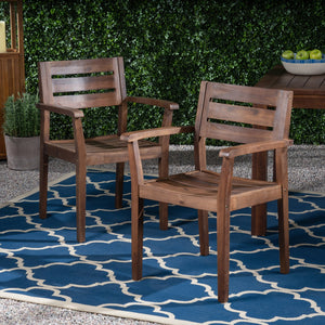 English Elm Christopher Knight Home® - STAMFORD Solid Acacia Wood Dining Chairs Set of 2 for Patio Backyard Poolside Garden, Durable Weatherproof Construction Dark Brown N762P251941D