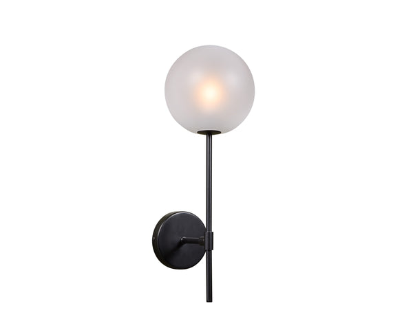 Sunpan Izora Sconce - Modern Wall Light Fixture with Stylish Frosted Glass Shade and Durable Metal Frame Black / Frosted