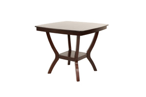 English Elm Formal Counter Height Dining Table Set with Open Shelf and Four Upholstered Side Chairs, Solidwood Finish for Contemporary Gatherings Espresso 46 L x 46 W x 8 H B011S01095