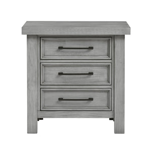 English Elm Transitional Mango Wood Nightstand with Three Dovetail Drawers Antique Gray Bedroom B011P452466